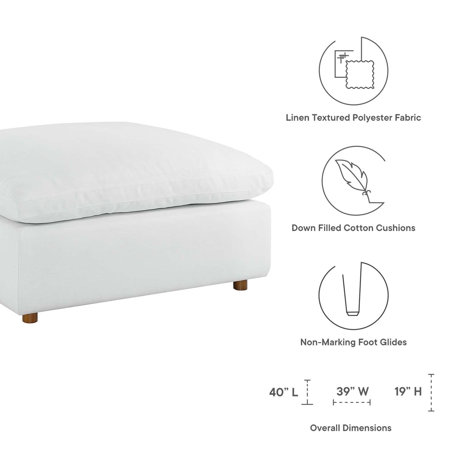 Commix Down Filled Overstuffed Ottoman By HouseBean