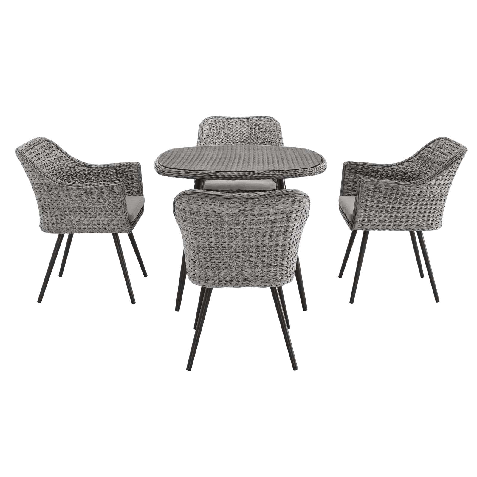 Endeavor 5 Piece Outdoor Patio Wicker Rattan Dining Set By HouseBean