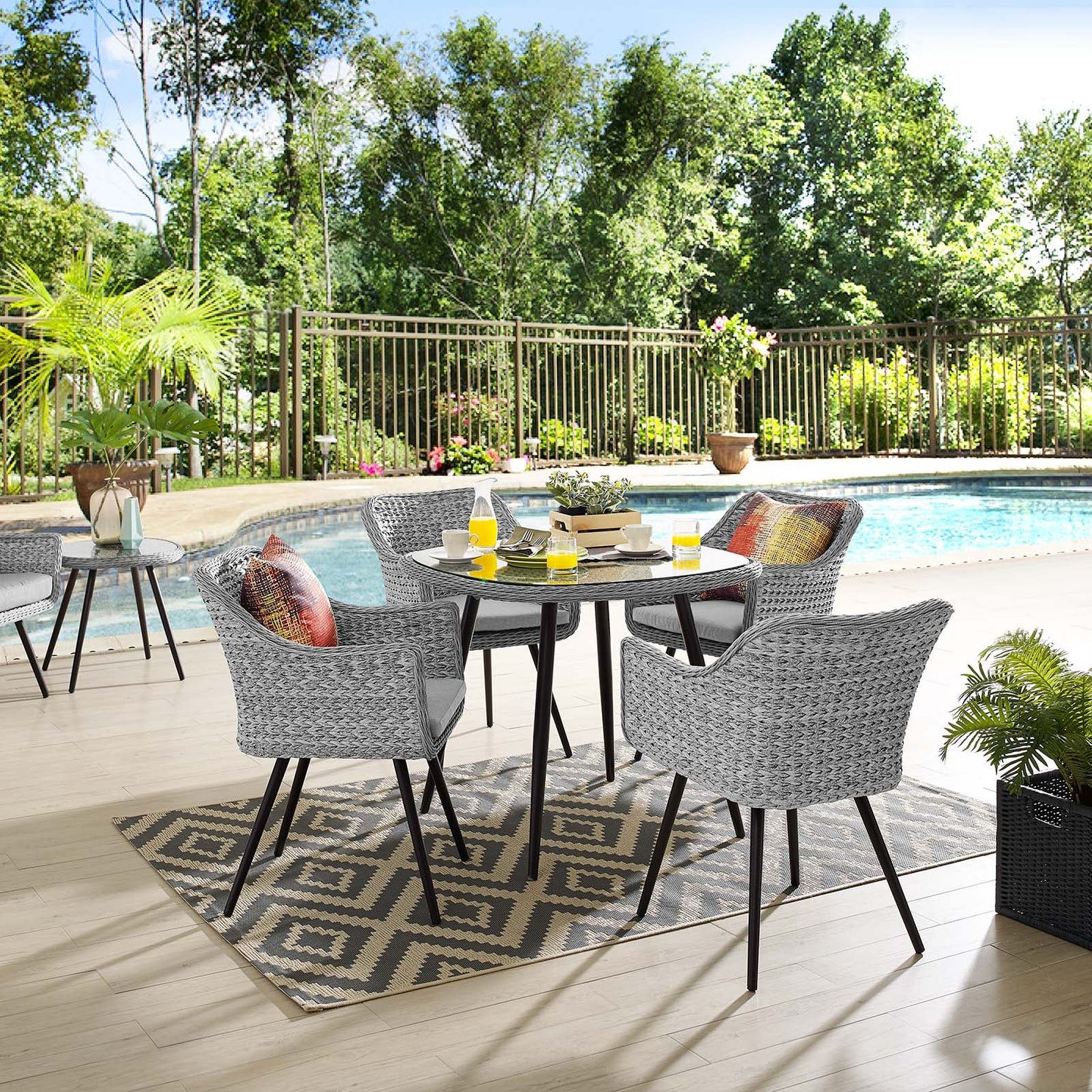 Endeavor 5 Piece Outdoor Patio Wicker Rattan Dining Set By HouseBean