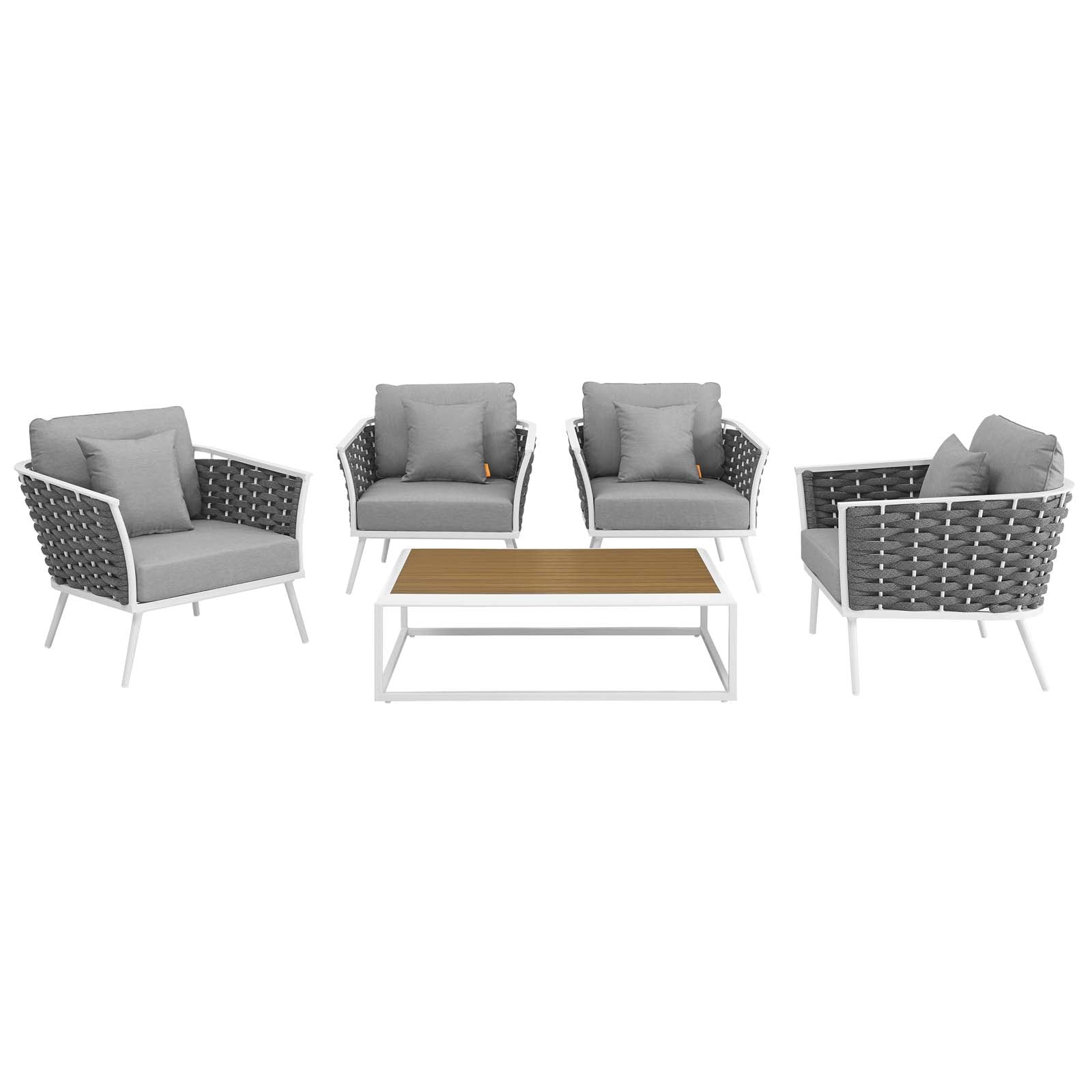 Stance 5 Piece Outdoor Patio Aluminum Sectional Sofa Set by Modway