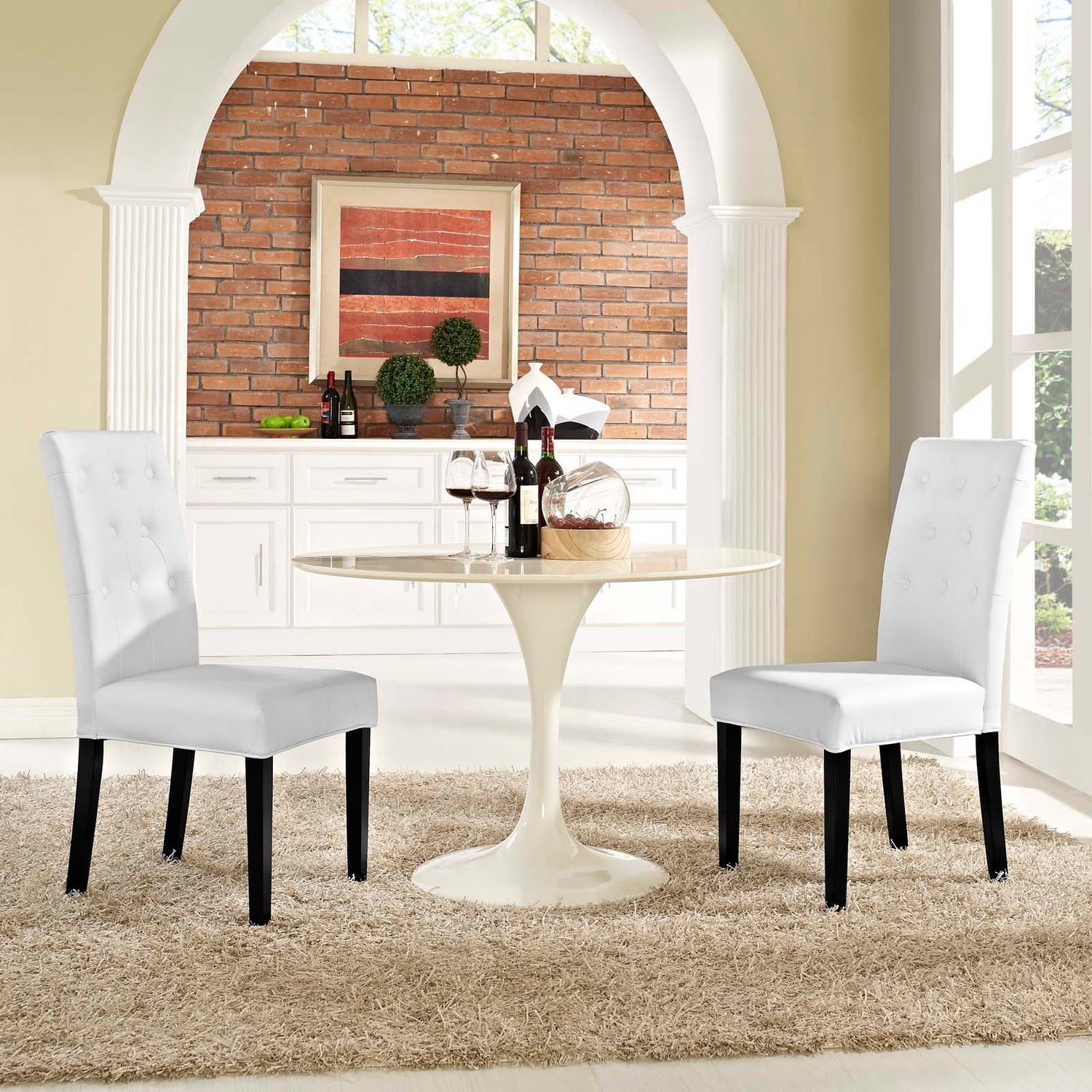 Confer Dining Side Chair Vinyl Set of 2 By HouseBean