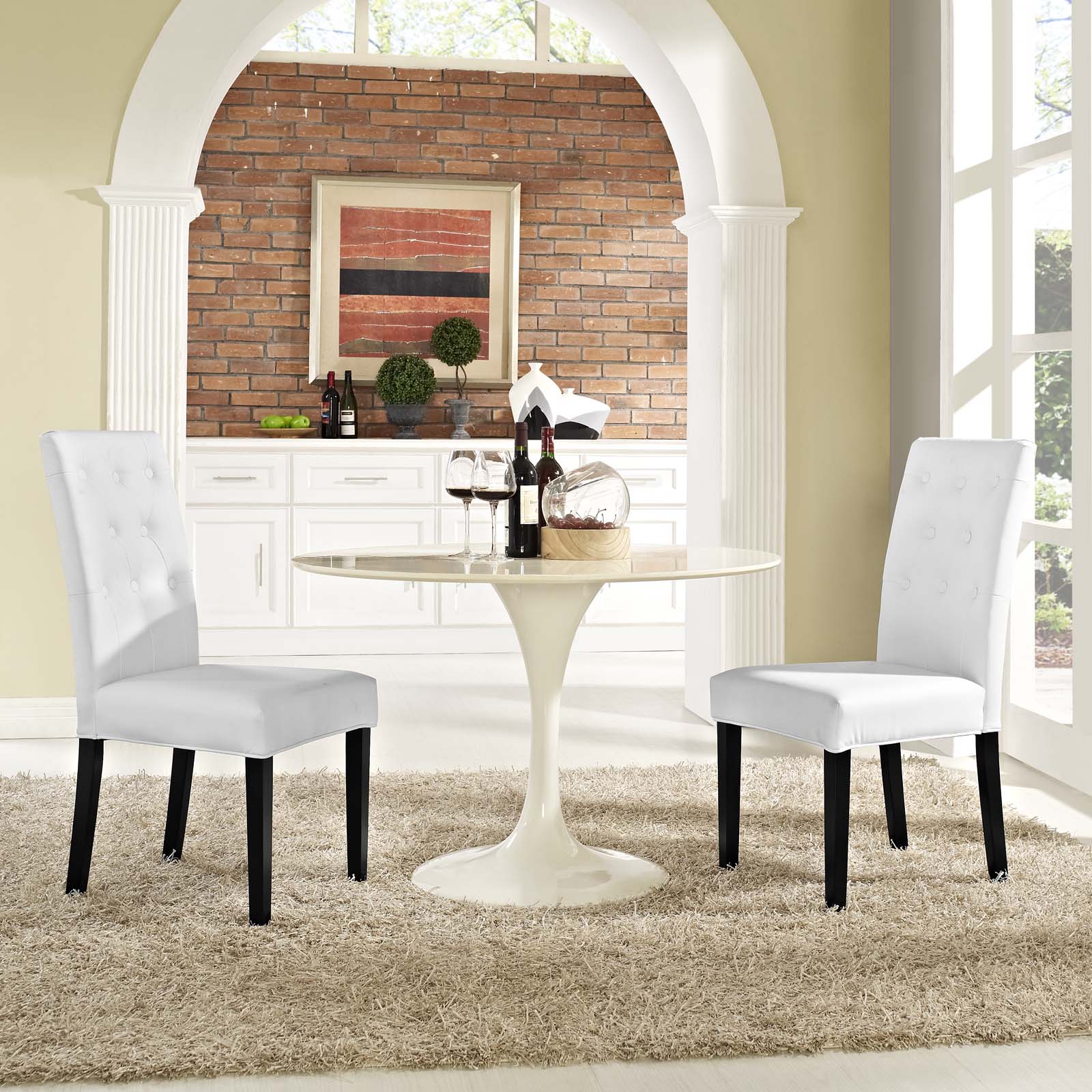 Confer Dining Side Chair Vinyl Set of 2 By HouseBean