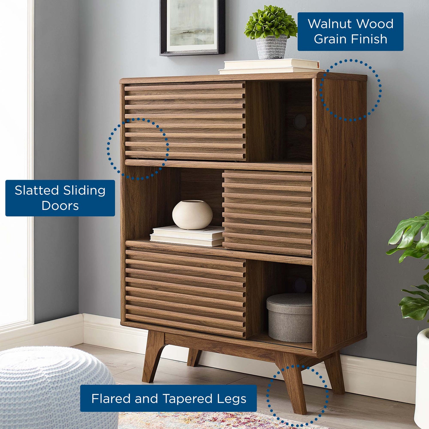 Render Three-Tier Display Storage Cabinet Stand by Modway