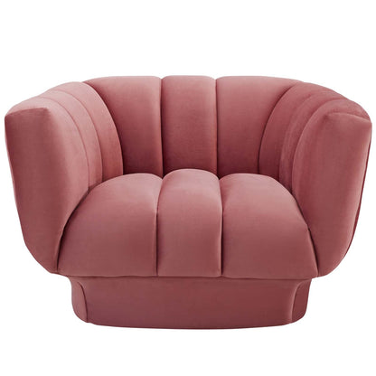 Entertain Vertical Channel Tufted Performance Velvet Armchair By HouseBean