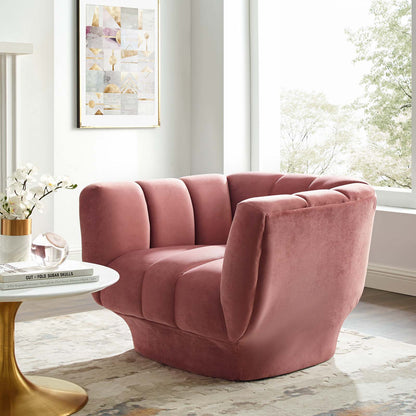 Entertain Vertical Channel Tufted Performance Velvet Armchair By HouseBean