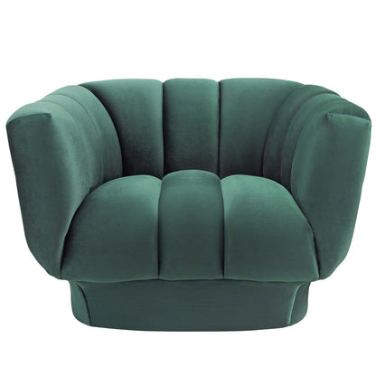 Entertain Vertical Channel Tufted Performance Velvet Armchair By HouseBean