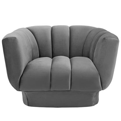 Entertain Vertical Channel Tufted Performance Velvet Armchair By HouseBean