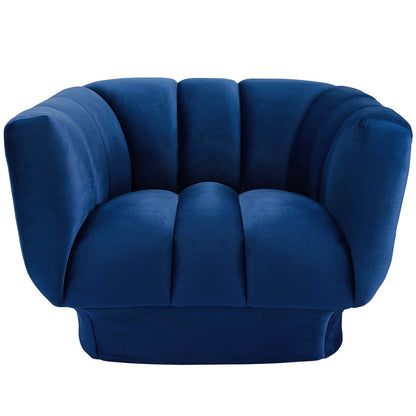 Entertain Vertical Channel Tufted Performance Velvet Armchair By HouseBean