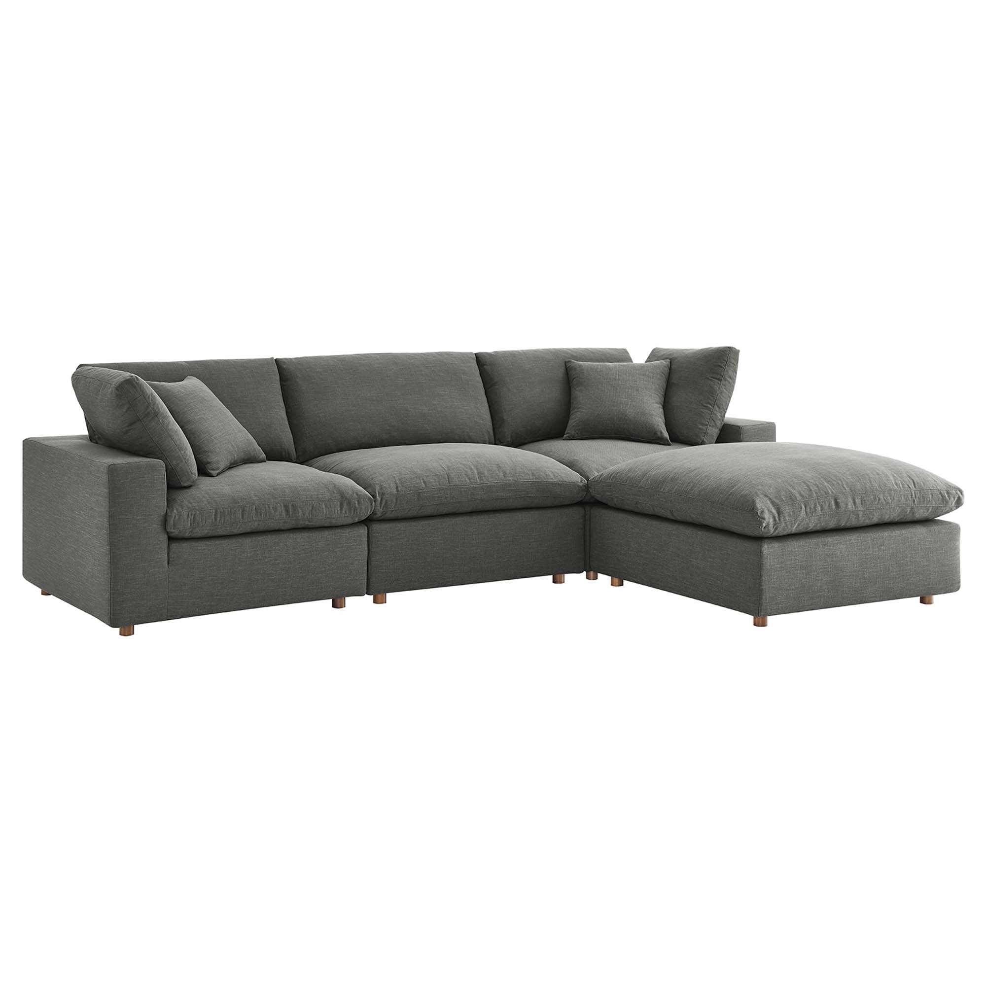 Commix 4-Piece Down Filled Overstuffed Performance Velvet Sectional Sofa by Modway