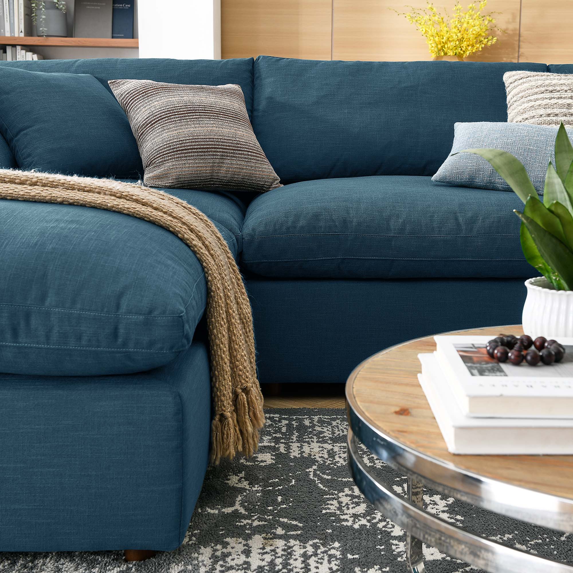 Commix 6-Piece Down Filled Overstuffed Performance Velvet Sectional Sofa by Modway