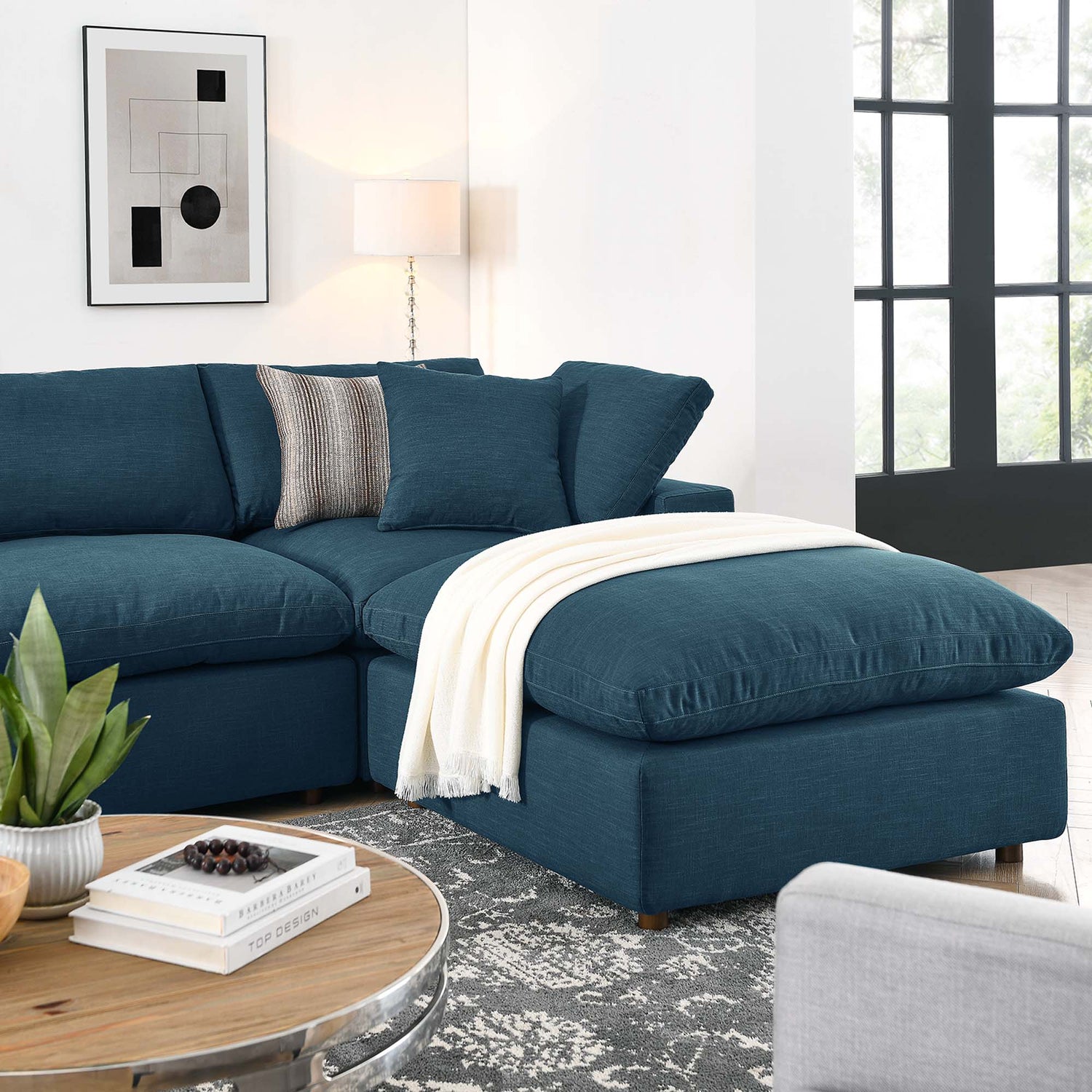 Commix 7-Piece Down Filled Overstuffed Performance Velvet Sectional Sofa by Modway