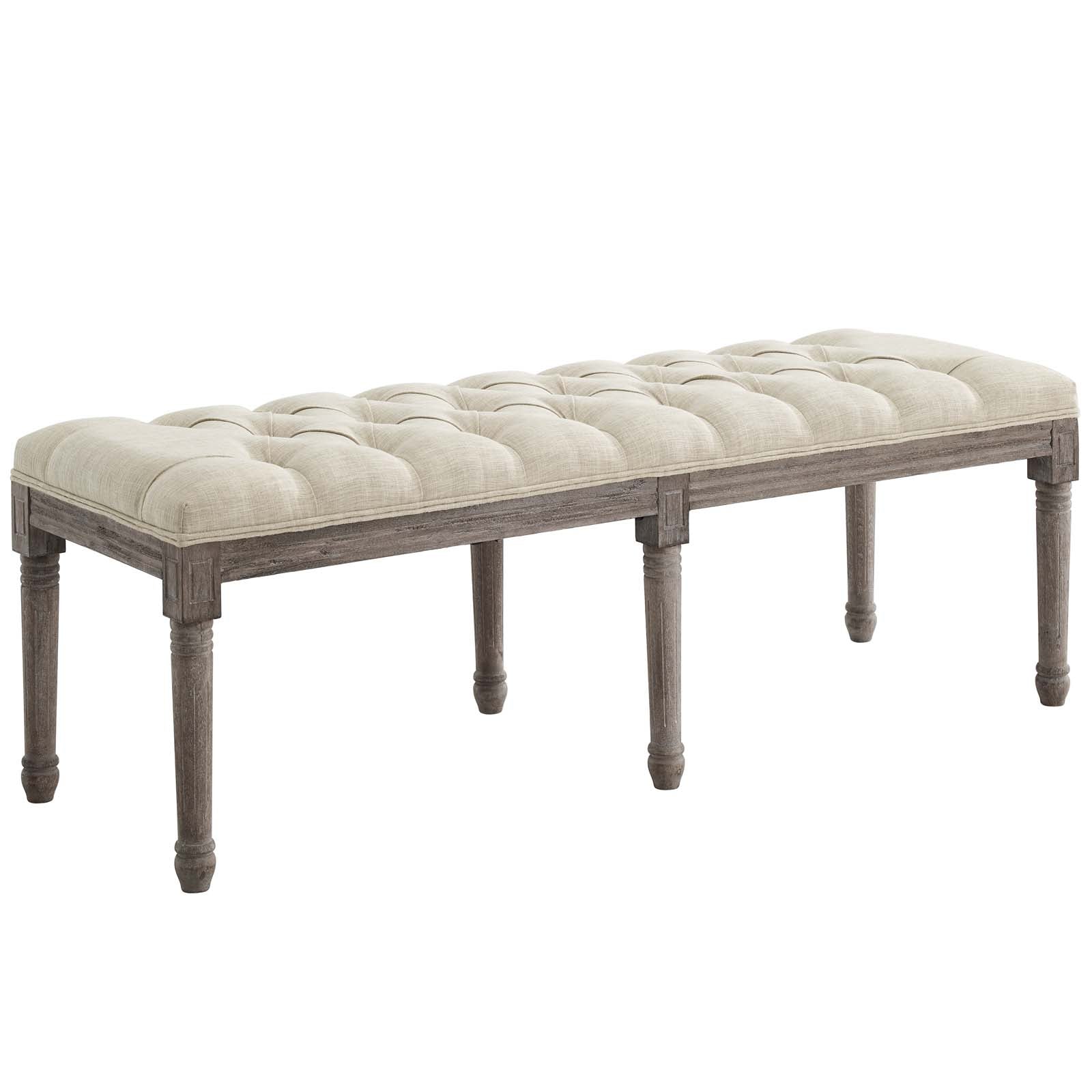 Province French Vintage Upholstered Fabric Bench By HouseBean