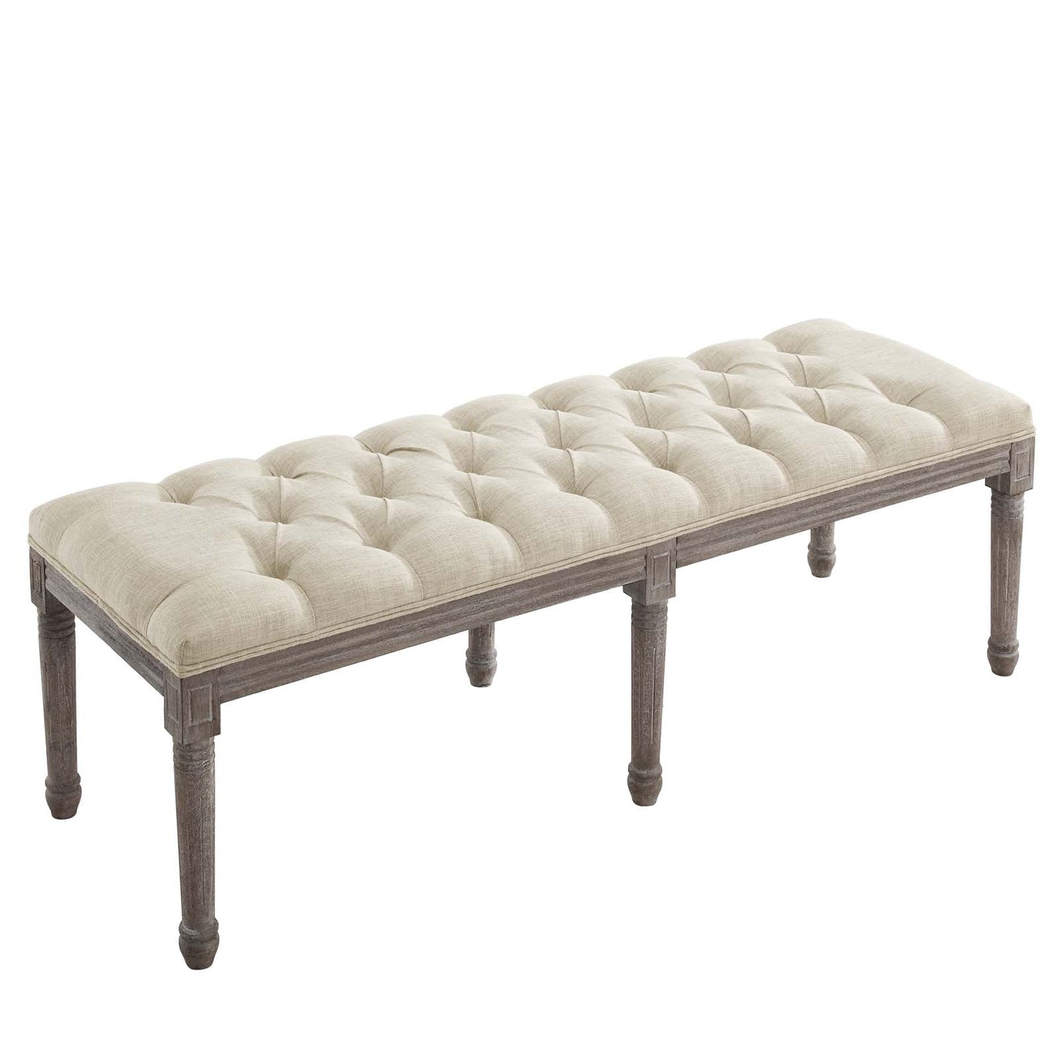 Province French Vintage Upholstered Fabric Bench By HouseBean