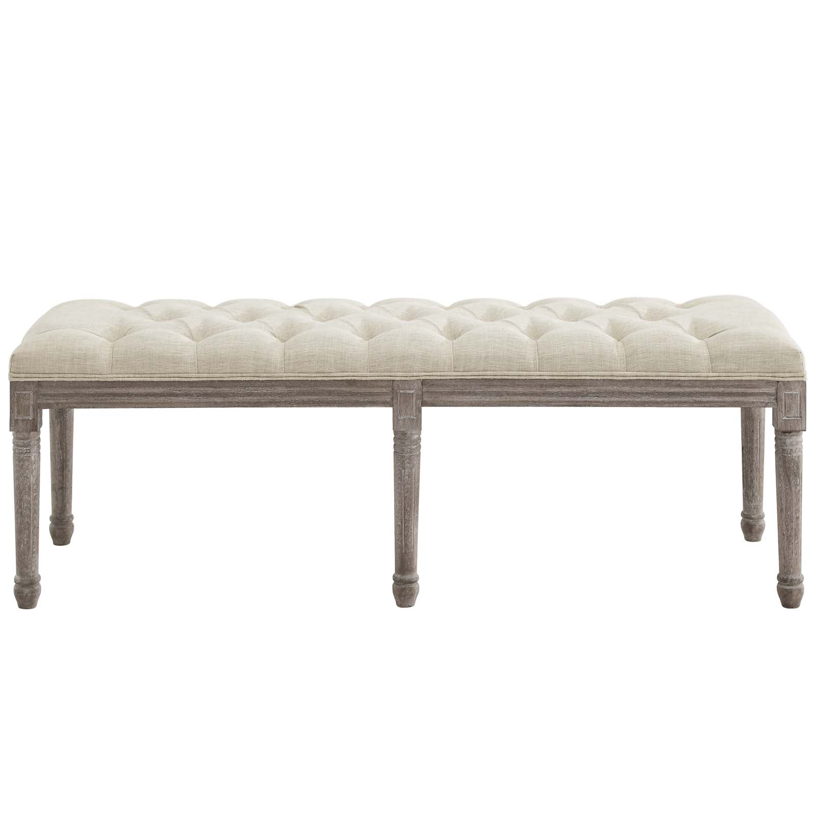 Province French Vintage Upholstered Fabric Bench By HouseBean