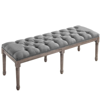 Province French Vintage Upholstered Fabric Bench By HouseBean