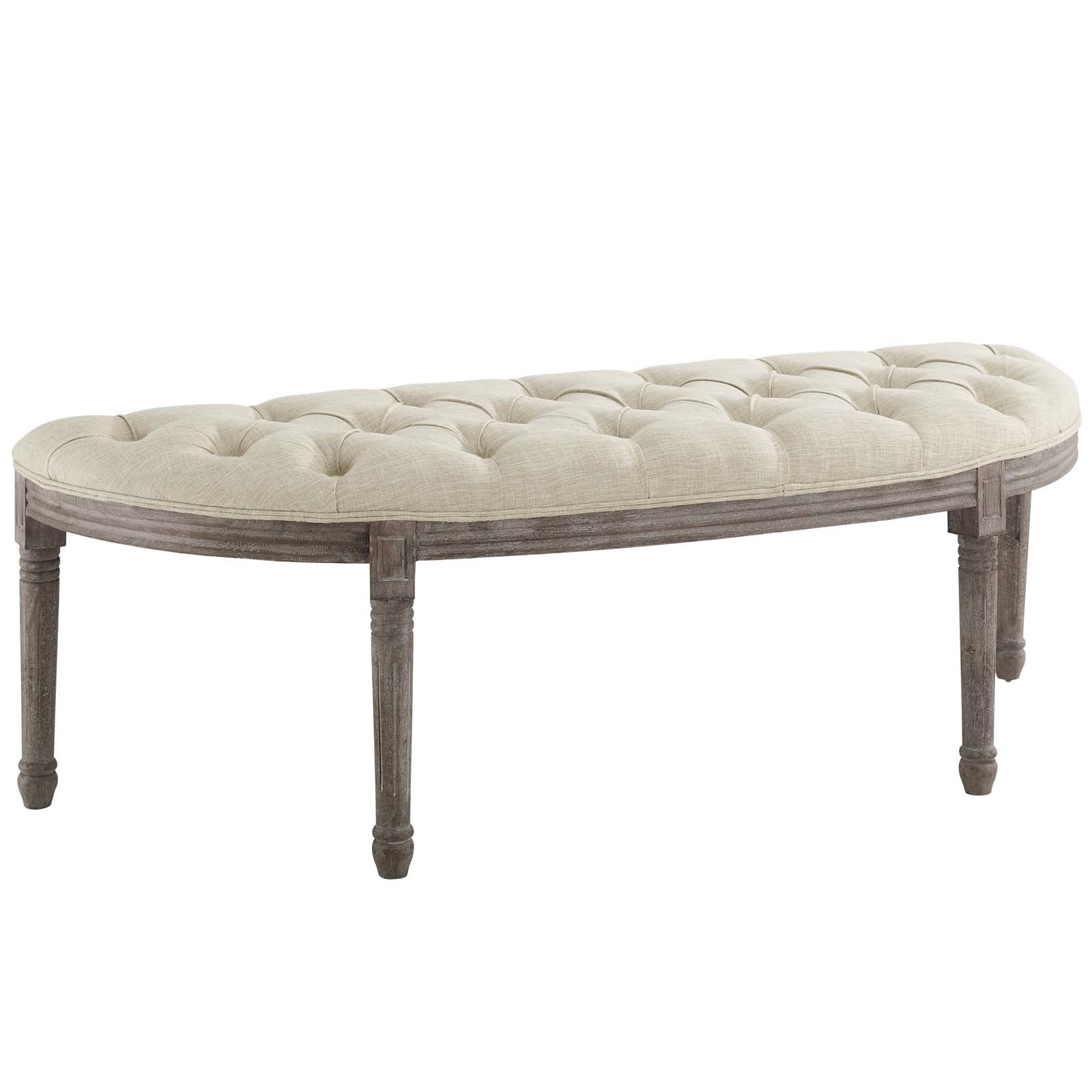 Esteem Vintage French Upholstered Fabric Semi-Circle Bench By HouseBean