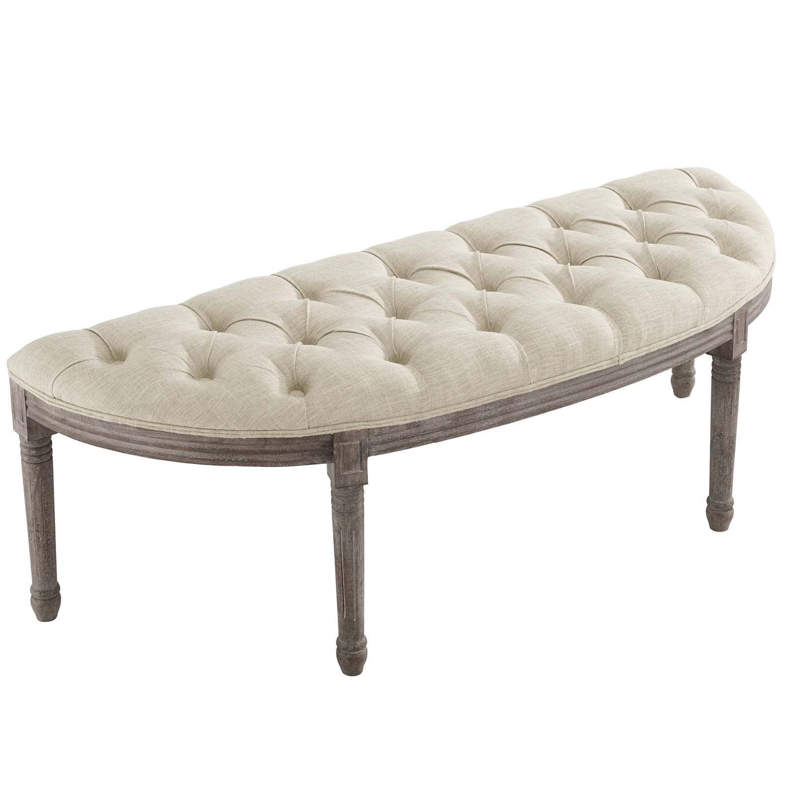 Esteem Vintage French Upholstered Fabric Semi-Circle Bench By HouseBean