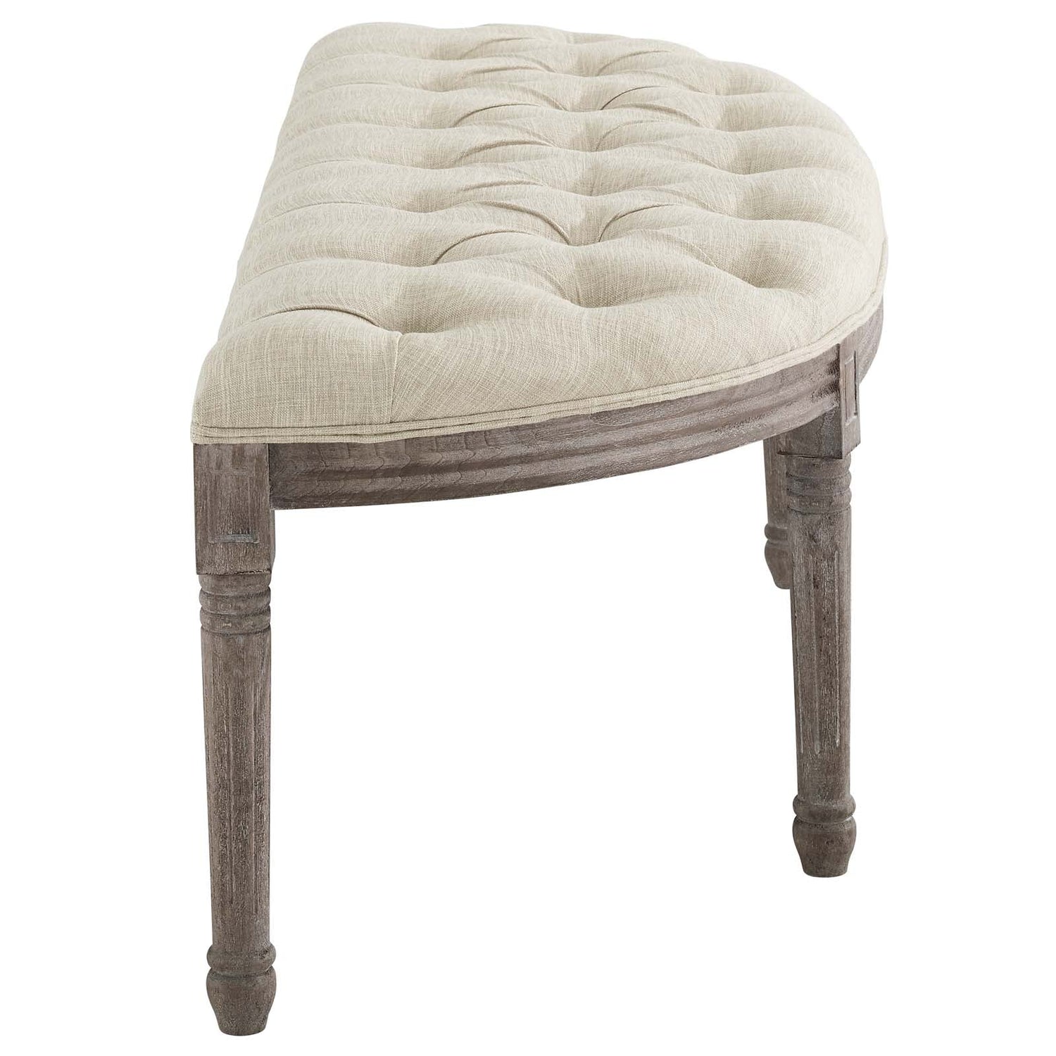 Esteem Vintage French Upholstered Fabric Semi-Circle Bench By HouseBean