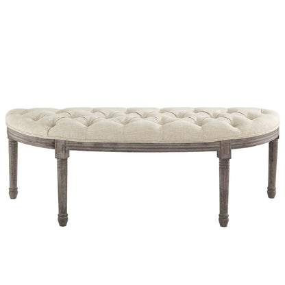 Esteem Vintage French Upholstered Fabric Semi-Circle Bench By HouseBean