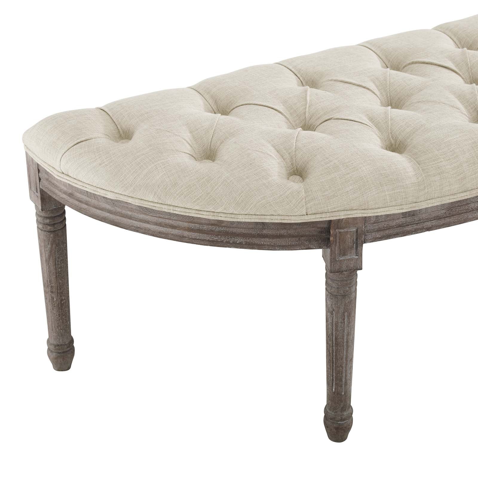 Esteem Vintage French Upholstered Fabric Semi-Circle Bench By HouseBean