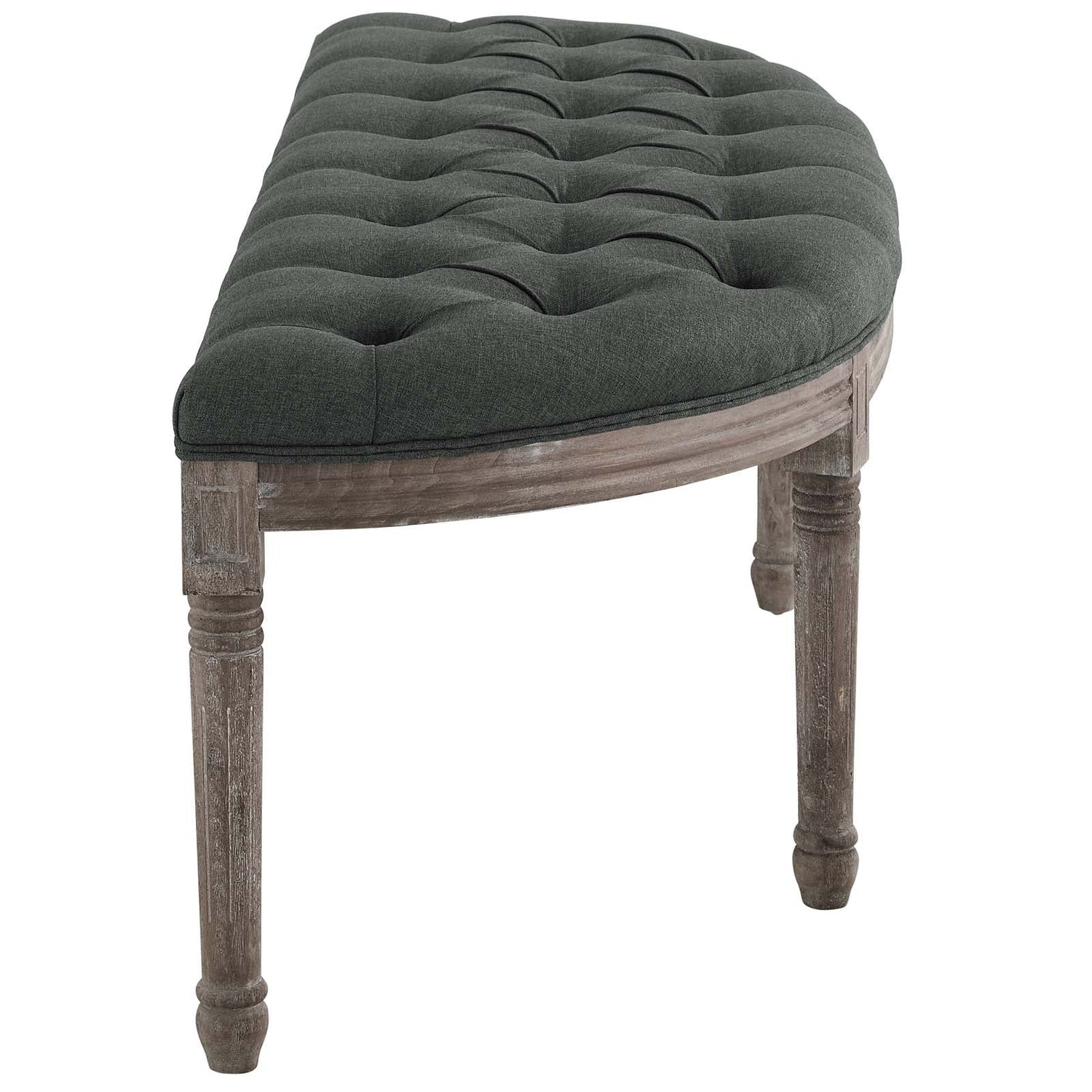 Esteem Vintage French Upholstered Fabric Semi-Circle Bench By HouseBean