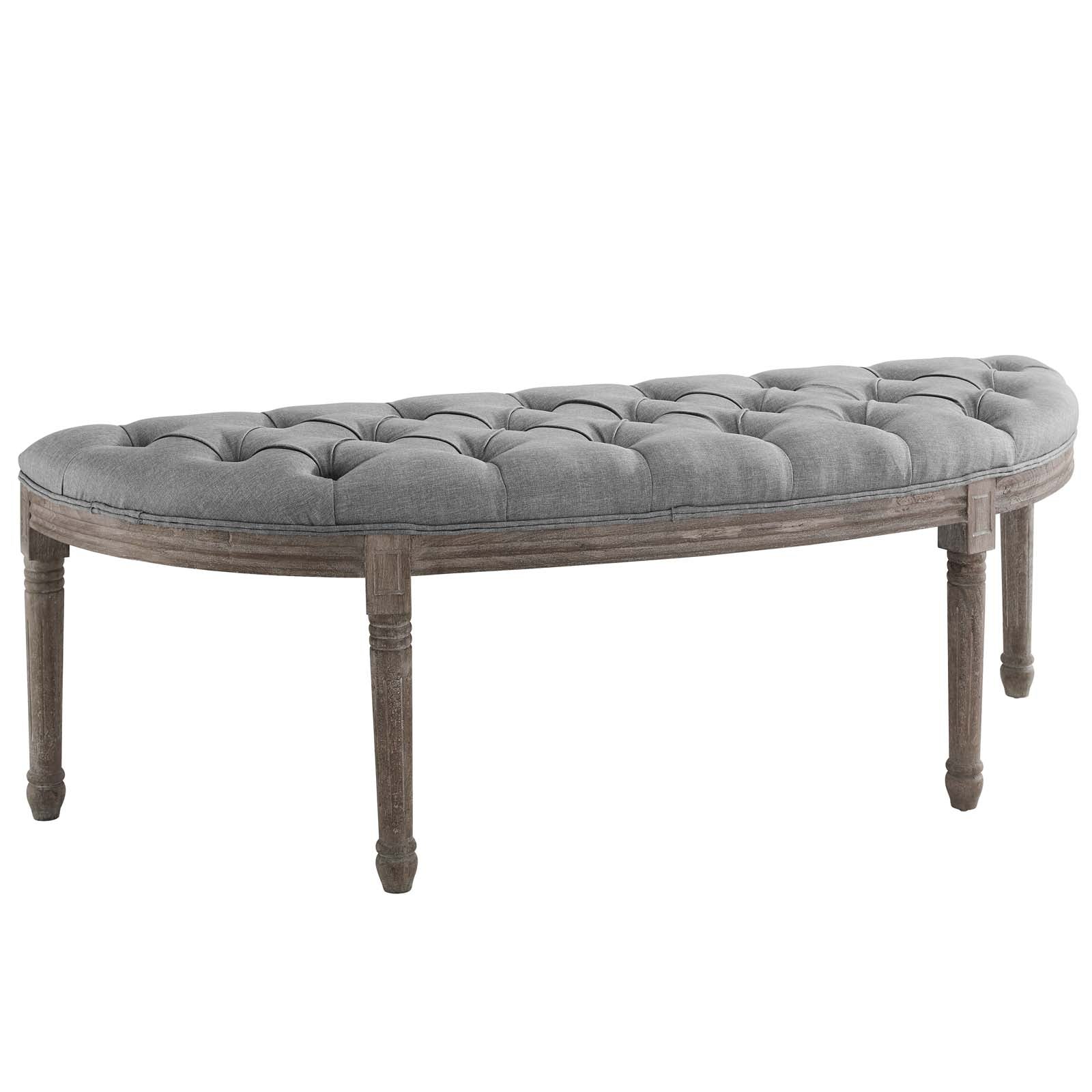 Esteem Vintage French Upholstered Fabric Semi-Circle Bench By HouseBean