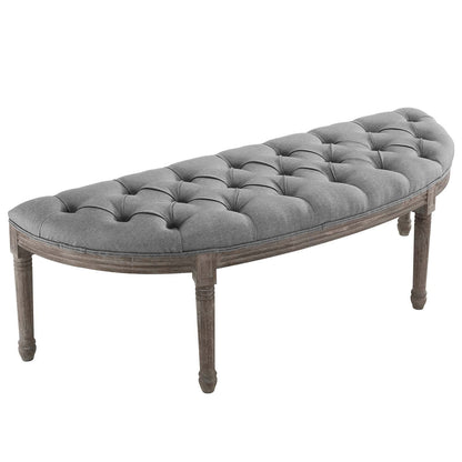 Esteem Vintage French Upholstered Fabric Semi-Circle Bench By HouseBean