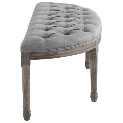 Esteem Vintage French Upholstered Fabric Semi-Circle Bench By HouseBean