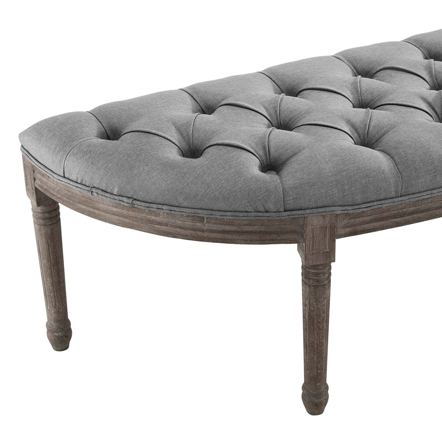 Esteem Vintage French Upholstered Fabric Semi-Circle Bench By HouseBean