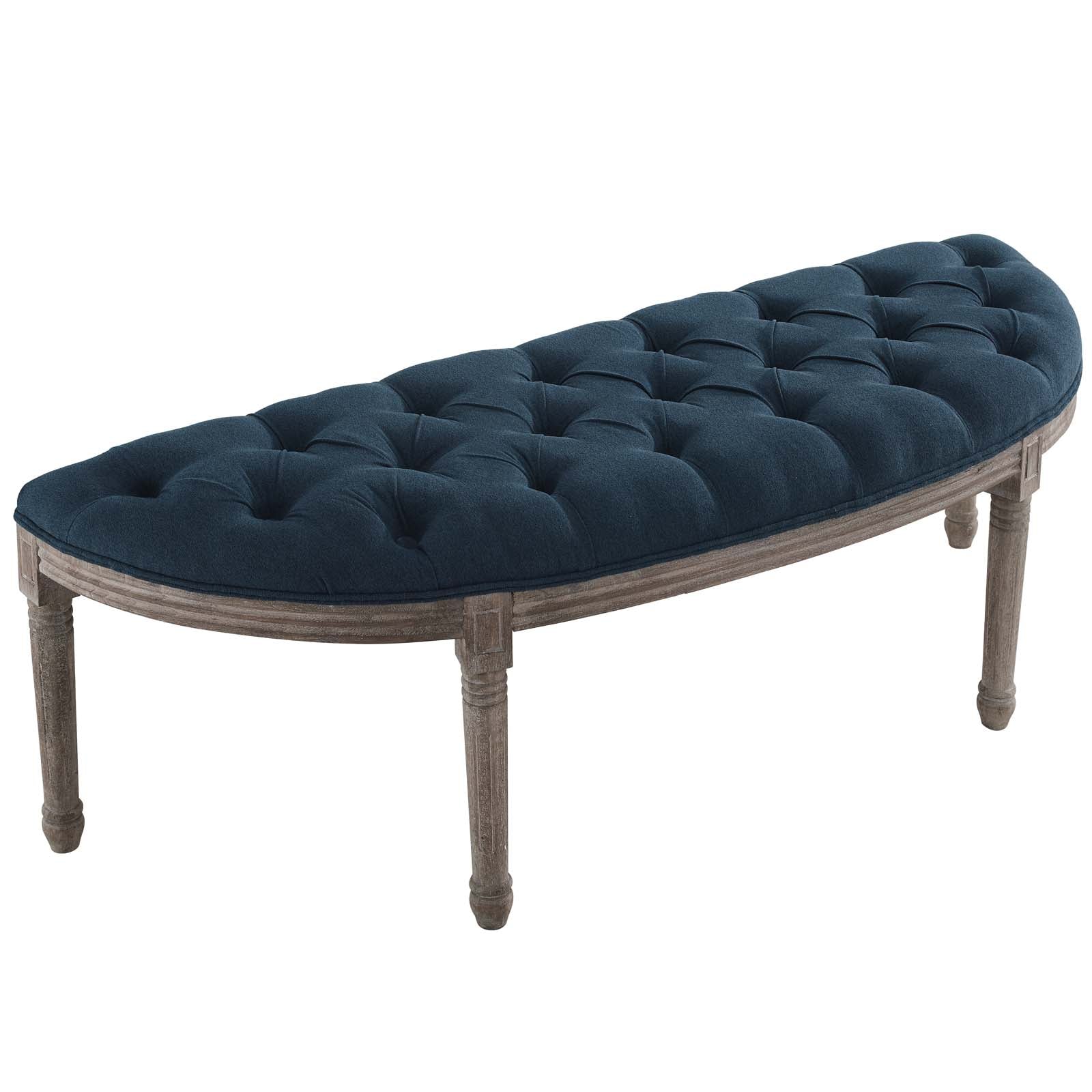 Esteem Vintage French Upholstered Fabric Semi-Circle Bench By HouseBean