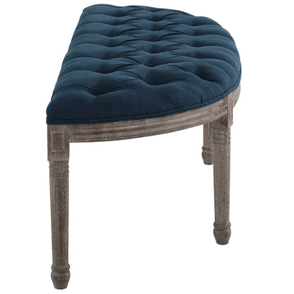 Esteem Vintage French Upholstered Fabric Semi-Circle Bench By HouseBean