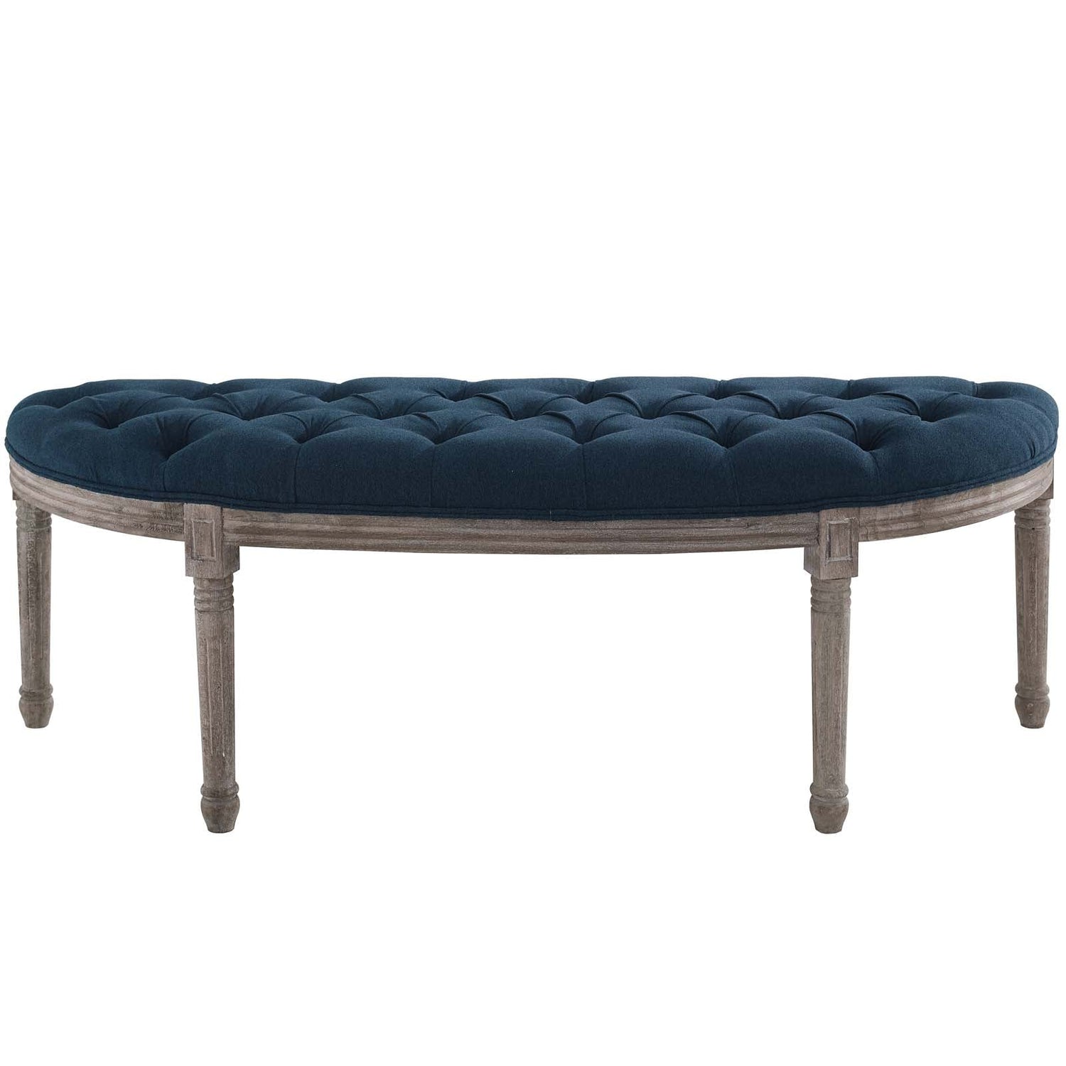 Esteem Vintage French Upholstered Fabric Semi-Circle Bench By HouseBean