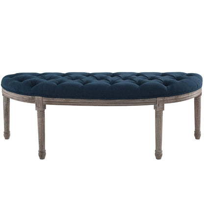 Esteem Vintage French Upholstered Fabric Semi-Circle Bench By HouseBean