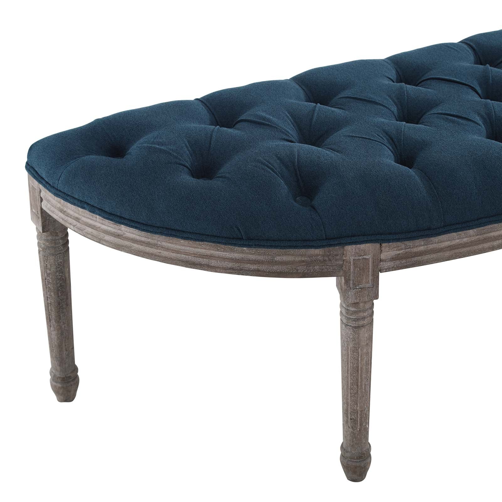 Esteem Vintage French Upholstered Fabric Semi-Circle Bench By HouseBean