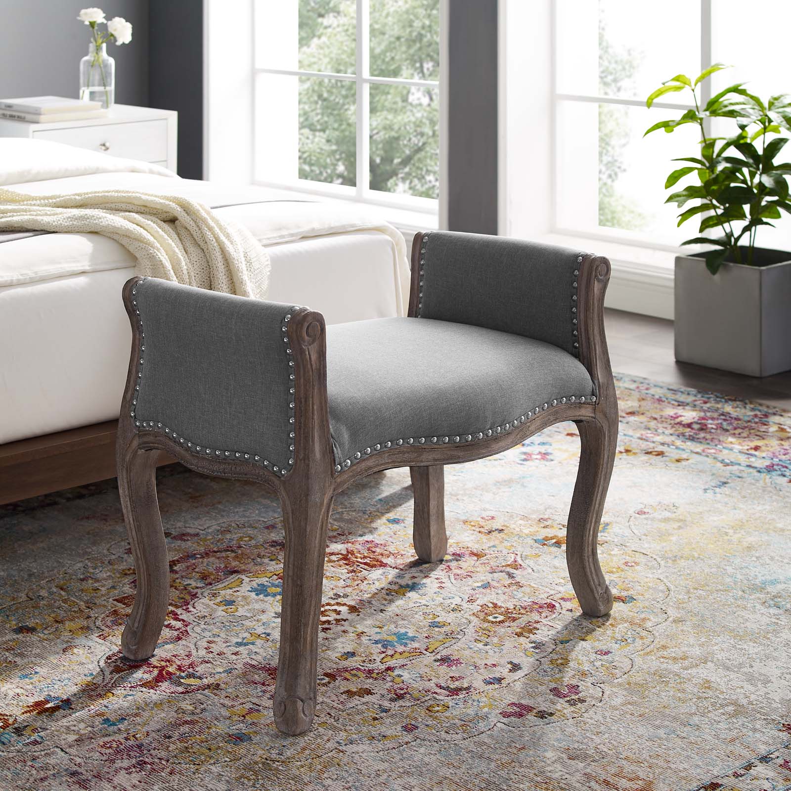 Avail Vintage French Upholstered Fabric Bench by Modway