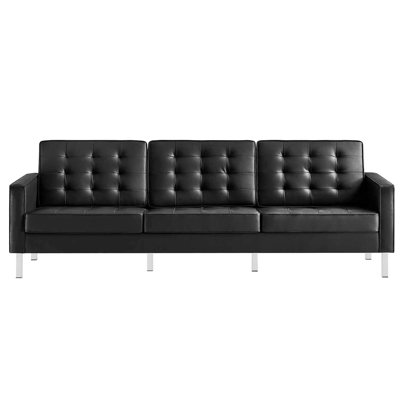 Loft Tufted Vegan Leather Sofa By HouseBean