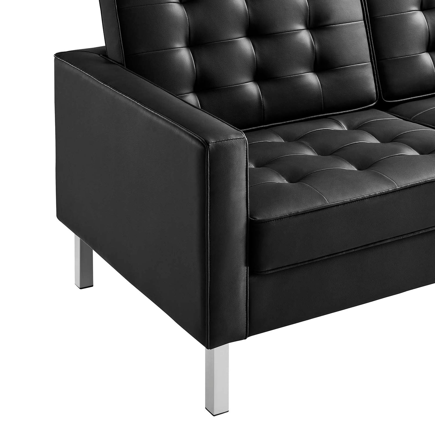 Loft Tufted Vegan Leather Sofa By HouseBean