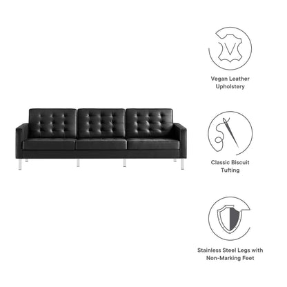 Loft Tufted Vegan Leather Sofa By HouseBean