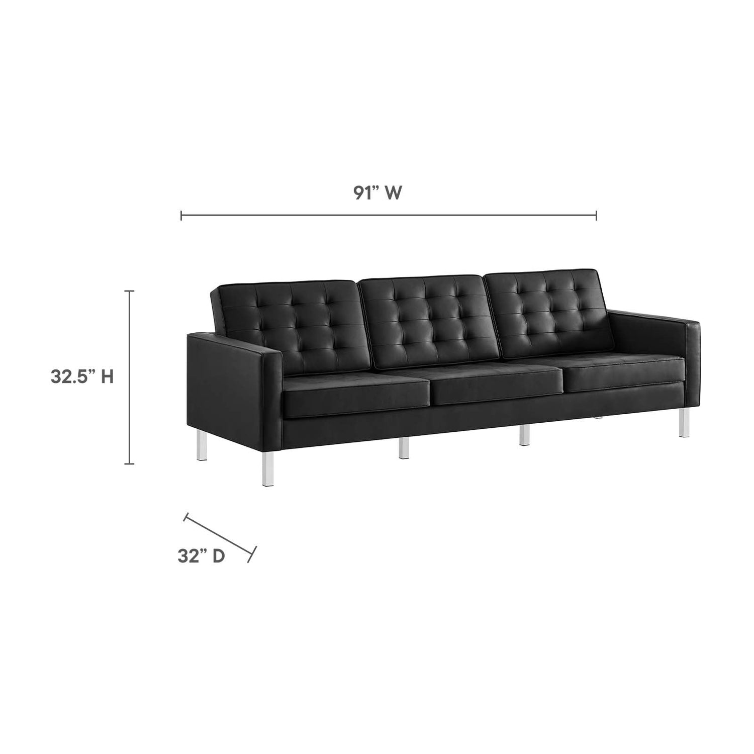 Loft Tufted Vegan Leather Sofa By HouseBean