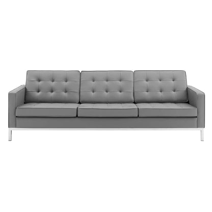 Loft Tufted Vegan Leather Sofa By HouseBean