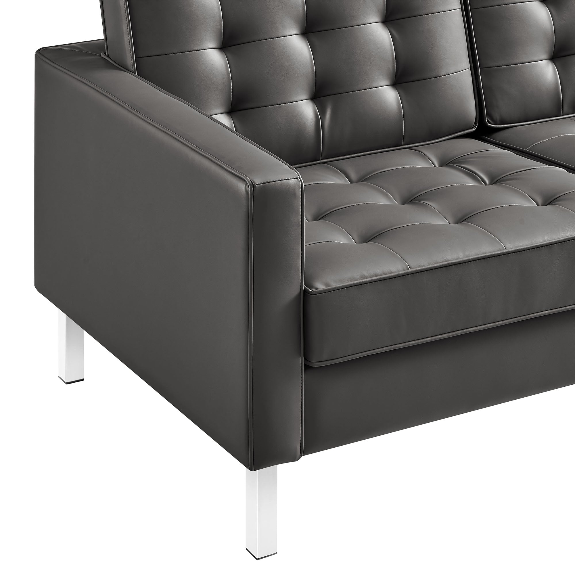 Loft Tufted Vegan Leather Sofa by Modway