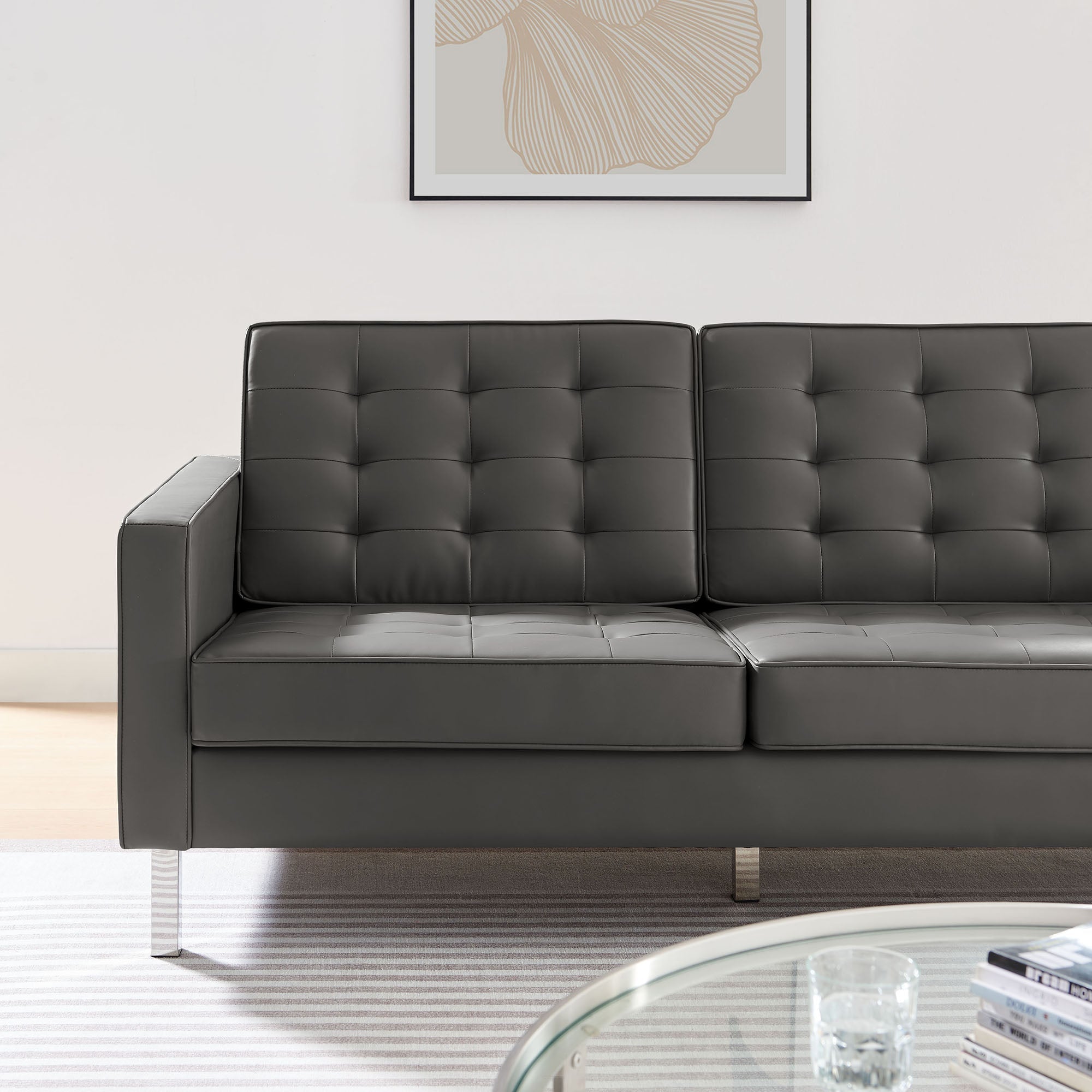 Loft Tufted Vegan Leather Sofa by Modway