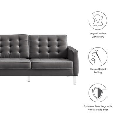 Loft Tufted Vegan Leather Sofa by Modway