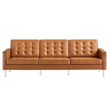 Loft Tufted Vegan Leather Sofa By HouseBean