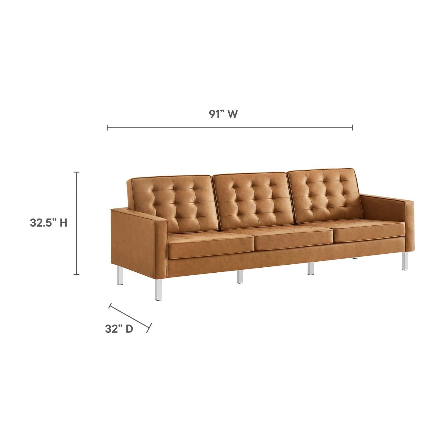 Loft Tufted Vegan Leather Sofa By HouseBean