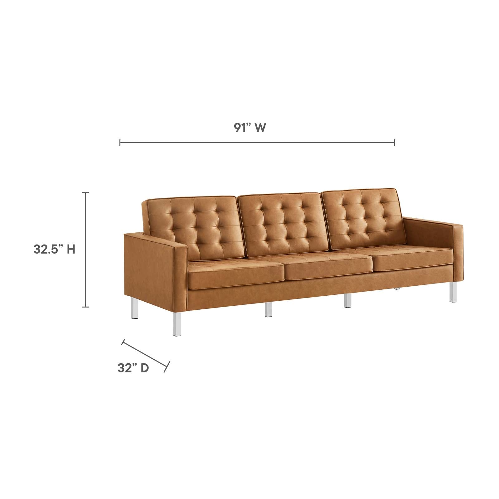 Loft Tufted Vegan Leather Sofa By HouseBean