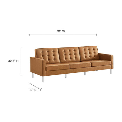 Loft Tufted Vegan Leather Sofa By HouseBean