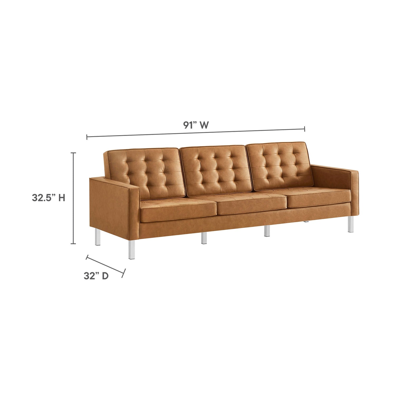 Loft Tufted Vegan Leather Sofa by Modway