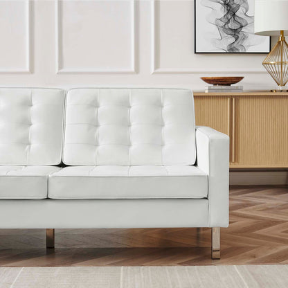 Loft Tufted Vegan Leather Sofa By HouseBean