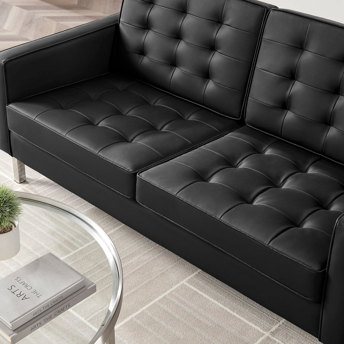 Loft Tufted Vegan Leather Loveseat by Modway